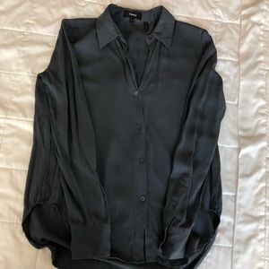 Theory Grey Silk Blouse from Nordstrom